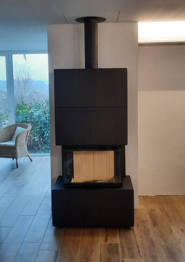 Poêle Cheminée Luceria C03 acier Exemple d'installation