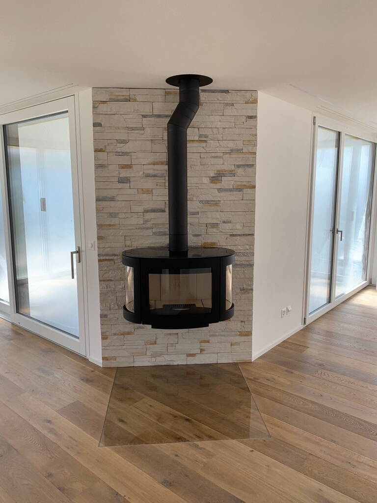 Poêle Cheminée Black Pearl Acier noir Exemple d’installation