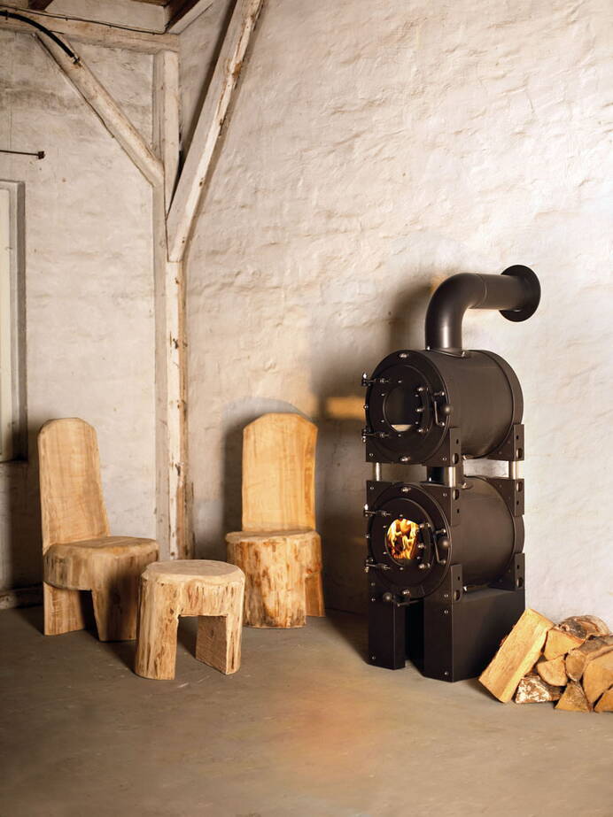 Poêle Cheminée Firetube Air Acier noir, module de base et changeur de chaleur Poêle Cheminée Firetube Air Acier noir, module de base et chaleur