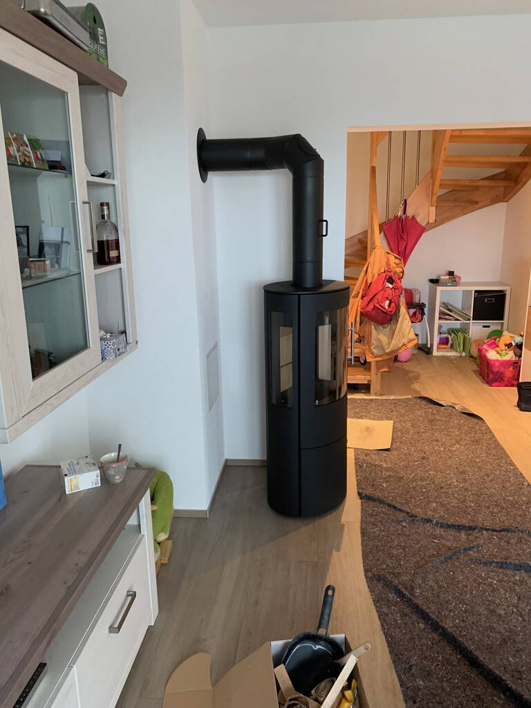 Poêle Cheminée Draco Acier noir Exemple d’installation