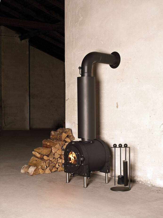 Poêle Cheminée Firetube Air Acier noir, module de base et chaleur