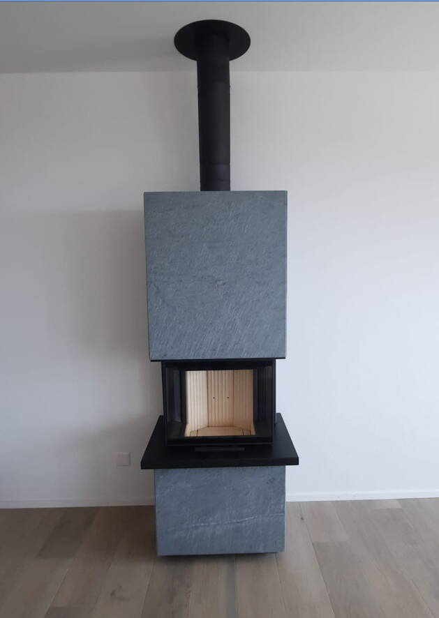 Poêle Cheminée Osorno S Acier noir Exemple d’installation