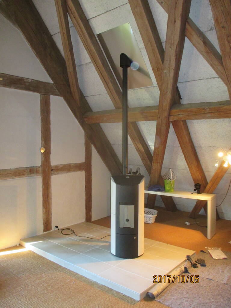 Poêle à pellet Levana Pierre naturelle Exemple d’installation