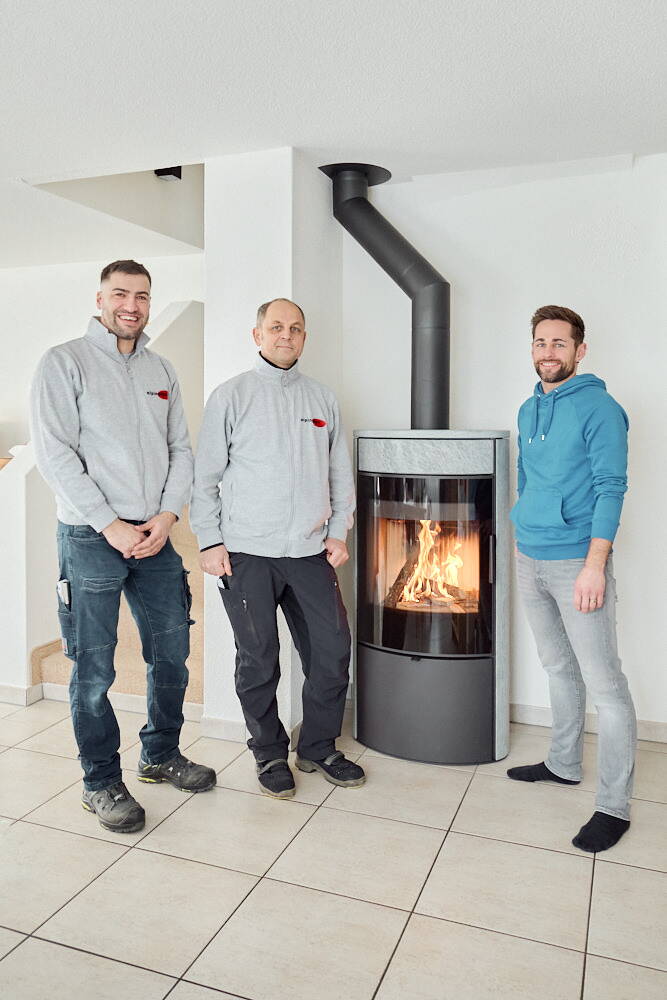 Schwedenofen Sovrana Easy Stahl schwarz Montagebeispiel